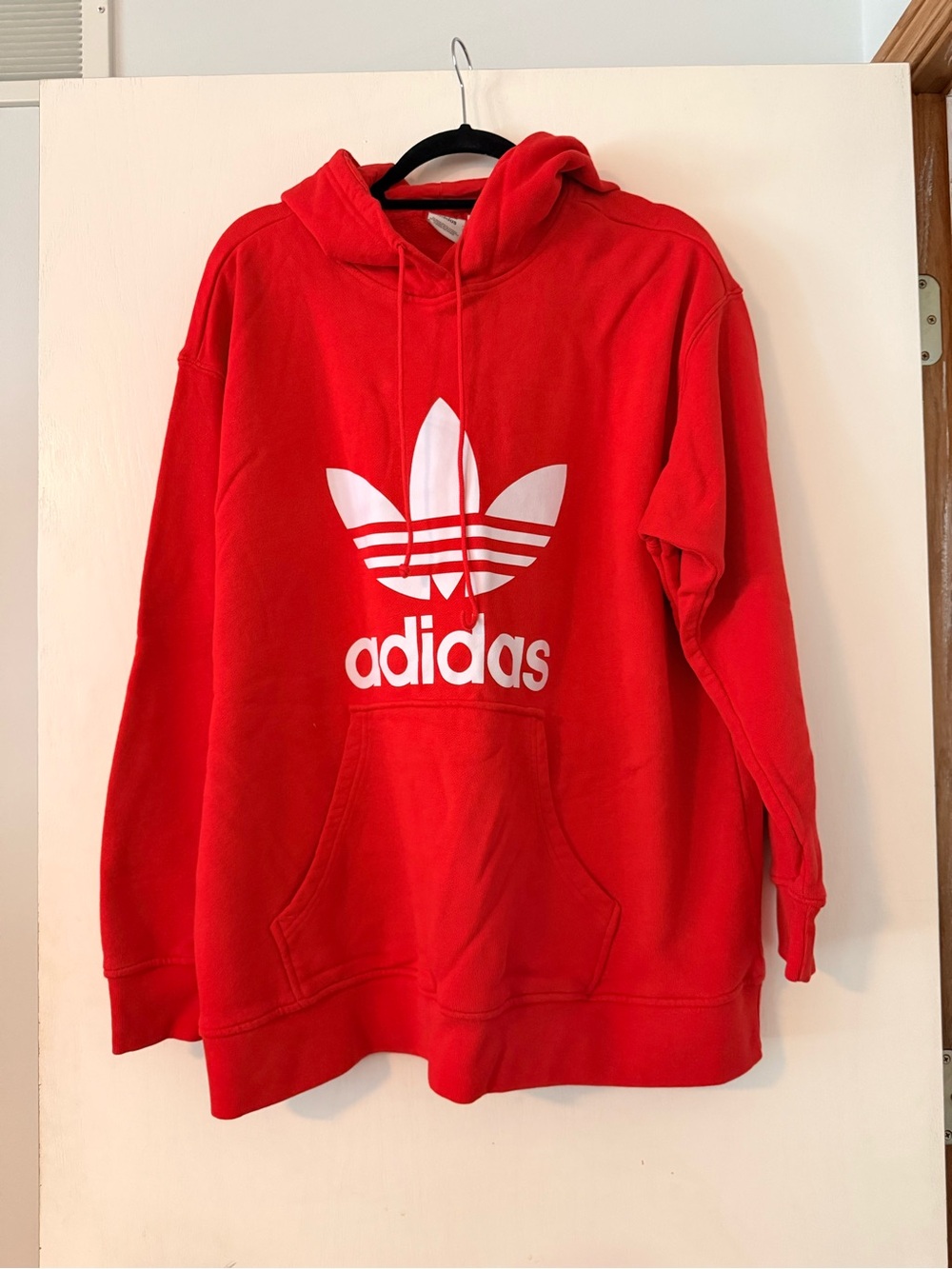 adidas Red Hoodie with White Trefoil Logo